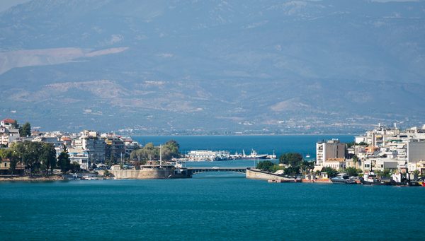 The old sliding bridge over the Euripos Strait at Chalkida, connecting Evia to the mainland