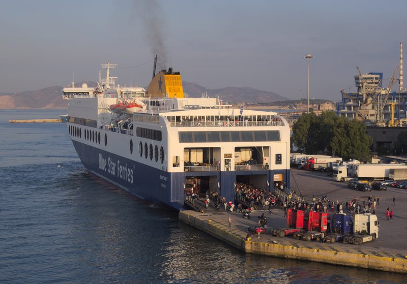 Blue Star 1 ferry docked at Piraeus port in Greece