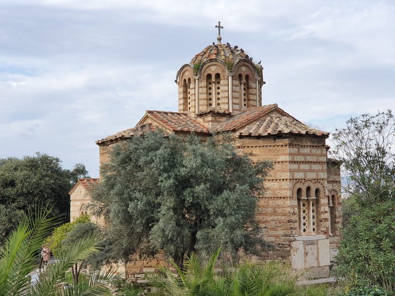 The Byzantine Church of the Holy Apostles standing among the ruins of the Ancient Agora