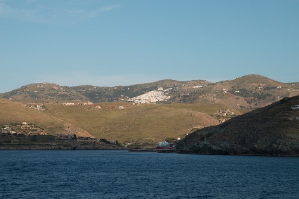 Ioulida hillside village seen from Korissia port, Kea island, Cyclades