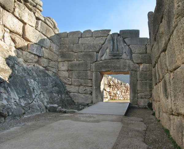 The Lion Gate, main entrance to the Bronze Age citadel of Mycenae